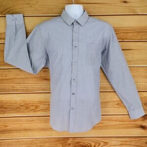 Cedar Wood State Dress Shirt Mens 16.5 Gray Blue Heathered Polyester Regular Fit